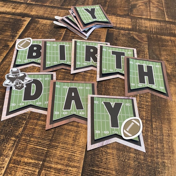 Handmade Football Themed Happy Birthday Banner with Rustic Flare - Picture 8 of 8